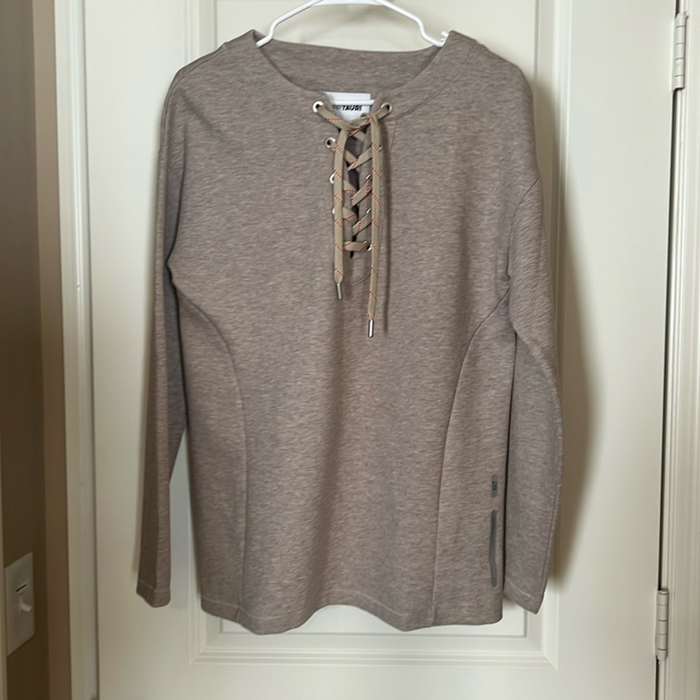 Alphatauri Red Bull Oatmeal Grommet V Neck Sweatshirt Saya Medium